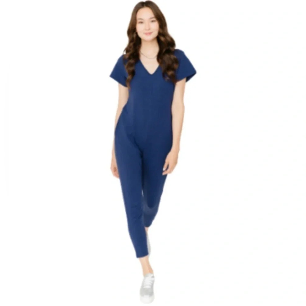 Smash + Tess Sz  S Cozy Sunday Romper in Brilliant Blue Jumpsuit with Pockets